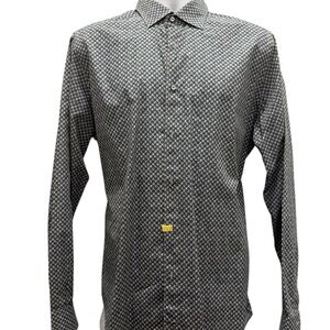 Saks 5th Ave Button Down Shirt Green Pima Cotton Mens L 16/16.5-32/33 NEW